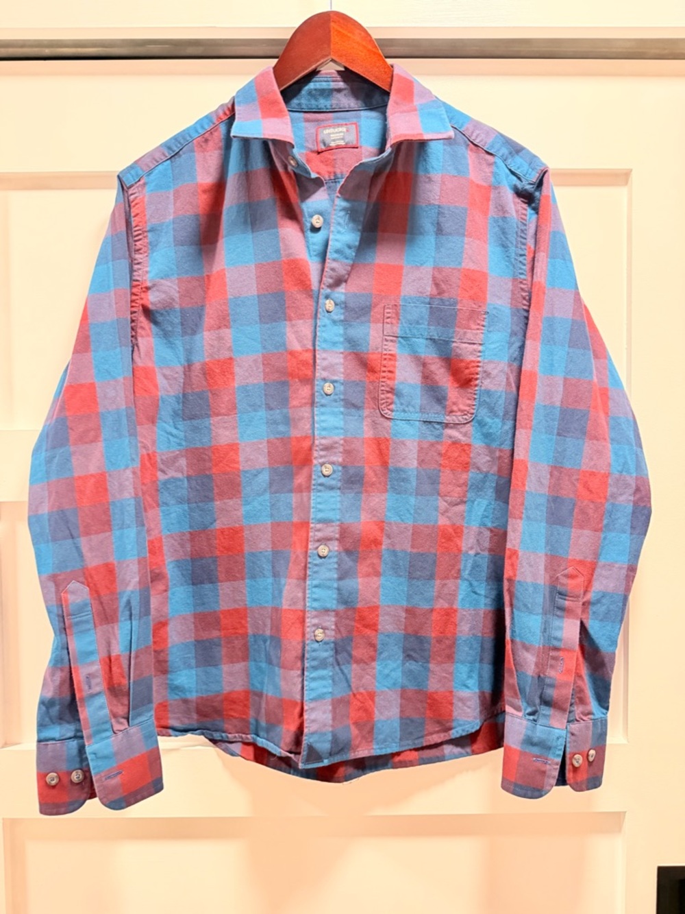 Men's UNTUCKit Check Button-Up Shirt in Red & Blue